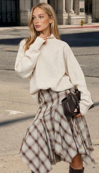 Center Seam Mock Neck Relaxed Pullover Sweater (4 colors!)