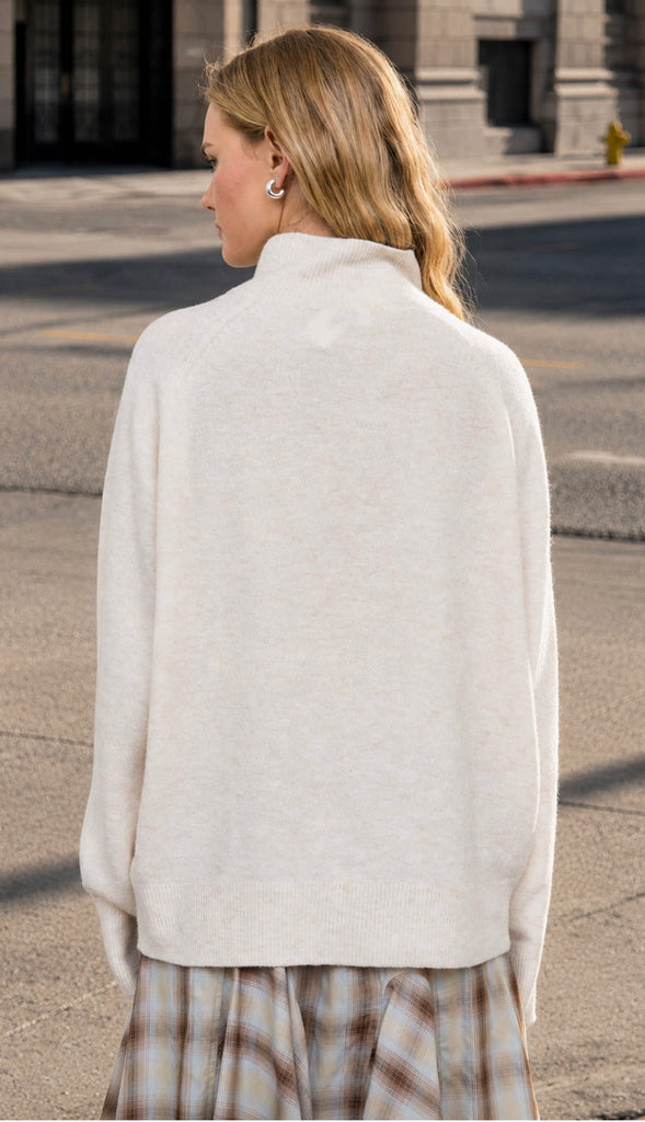 Center Seam Mock Neck Relaxed Pullover Sweater (4 colors!)