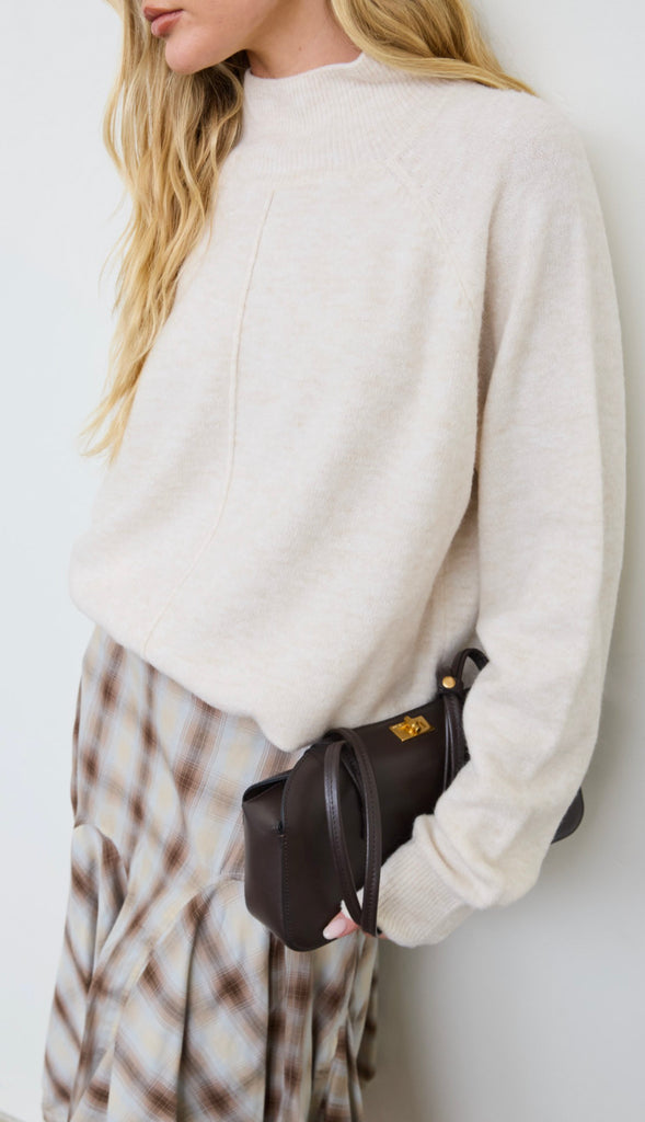 Center Seam Mock Neck Relaxed Pullover Sweater (4 colors!)