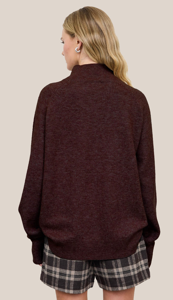 Center Seam Mock Neck Relaxed Pullover Sweater (4 colors!)