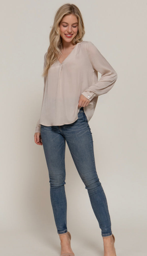 Reese Dull Satin Blouse- Champagne