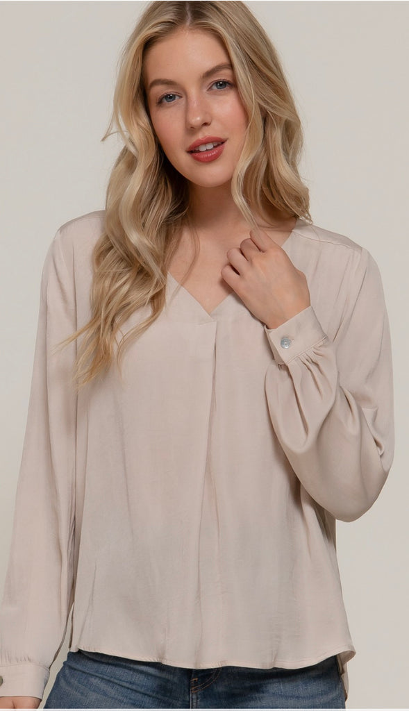 Reese Dull Satin Blouse- Champagne