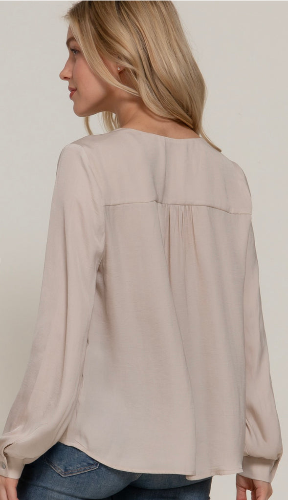 Reese Dull Satin Blouse- Champagne