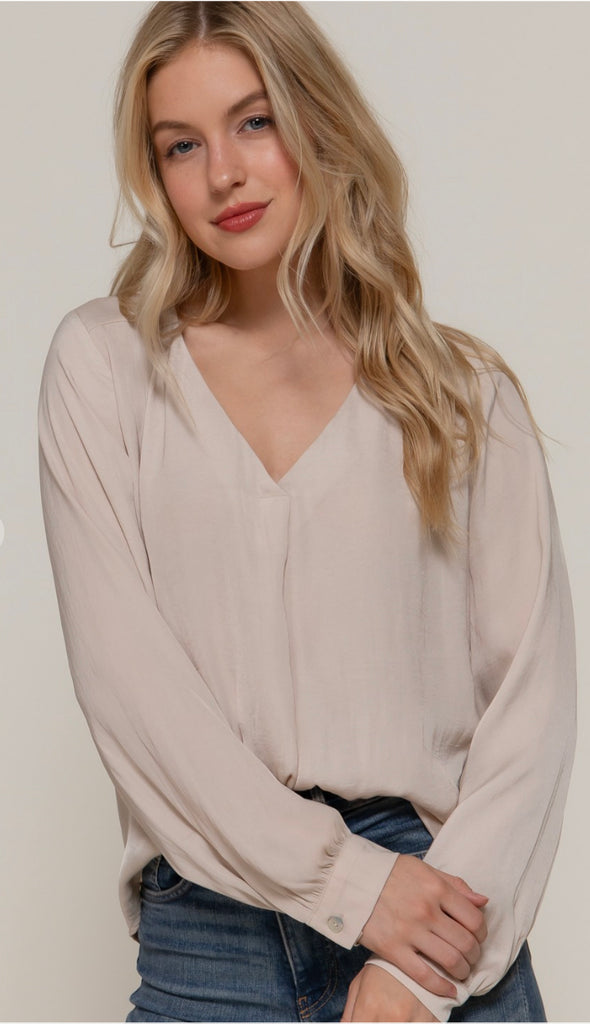 Reese Dull Satin Blouse- Champagne