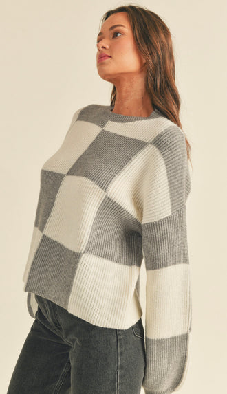 Checker Sweater- Grey