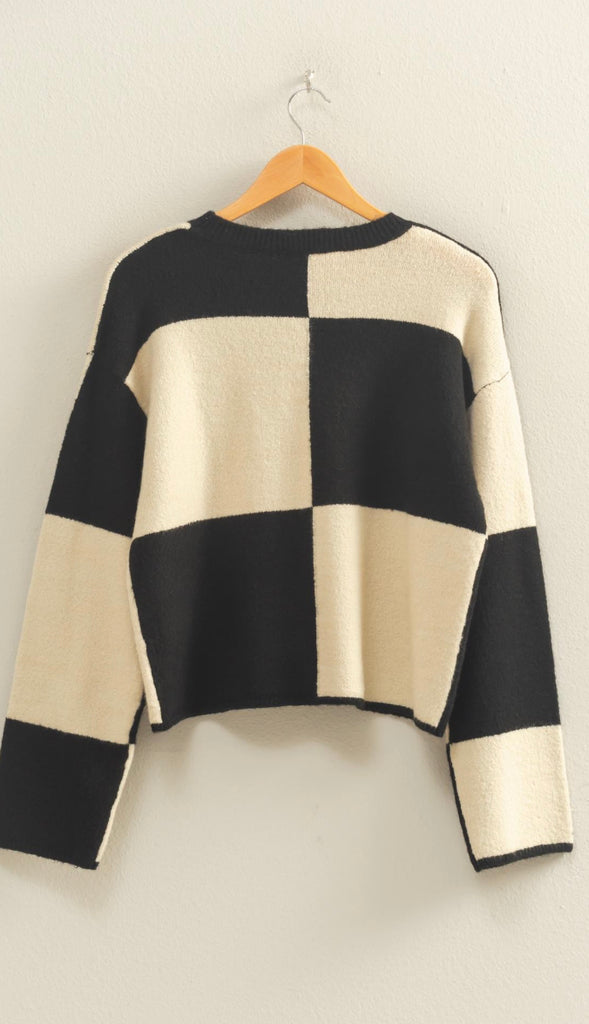 Drew Oversized Checkered Sweater