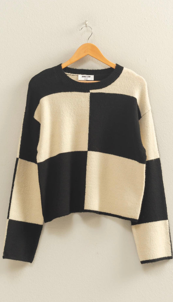 Drew Oversized Checkered Sweater