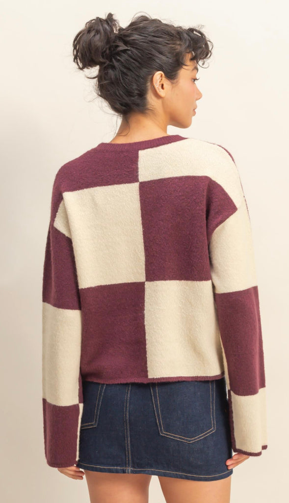 Drew Oversized Checkered Sweater