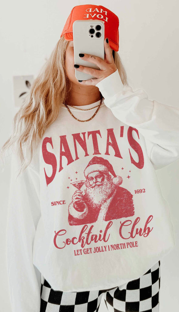 Santa's Cocktail Club Oversized Sweatshirt- Sand