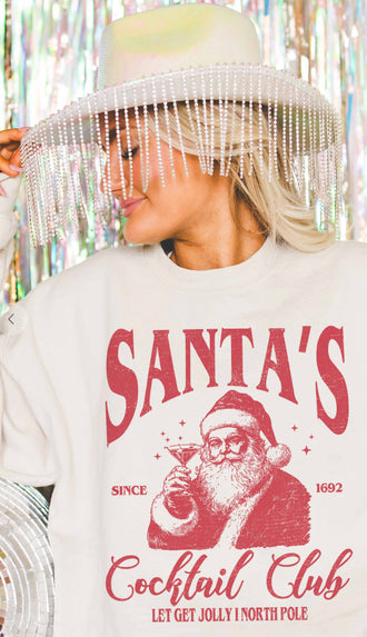 Santa's Cocktail Club Oversized Sweatshirt- Sand