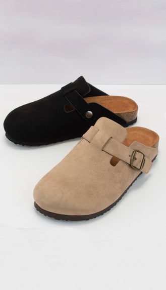 Buckle Clogs- Light Taupe