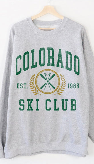 Colorado Ski Club Oversized Sweatshirt- Ash