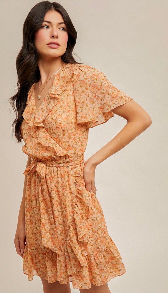 Saying Spring Floral Dress- Coral