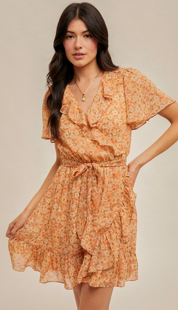Saying Spring Floral Dress- Coral