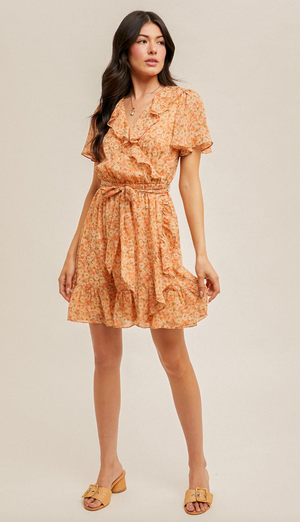 Saying Spring Floral Dress- Coral