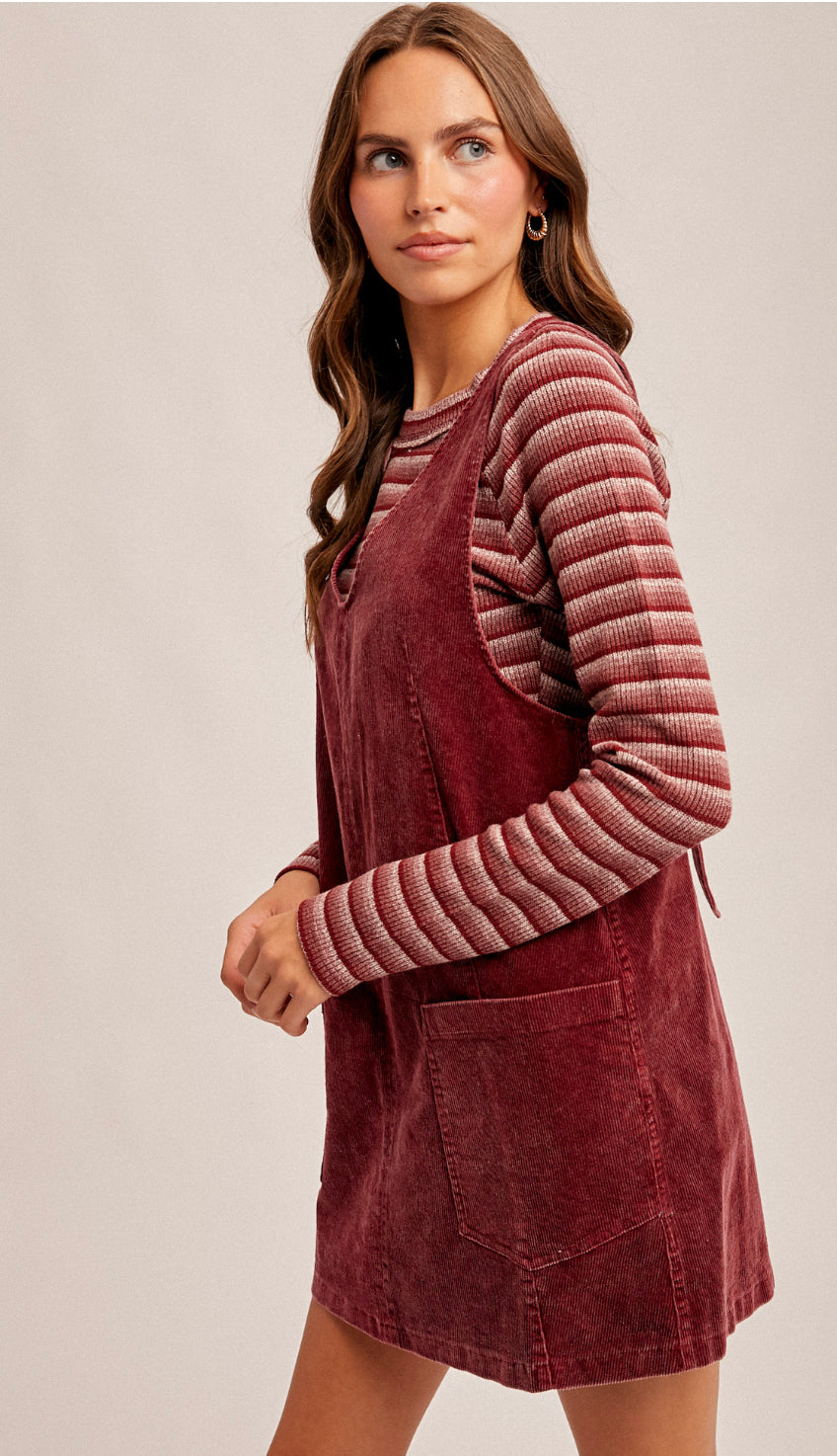 long sleeve pinafore dress Maeve Long-Sleeve Twofer Pinafore Mini Dress