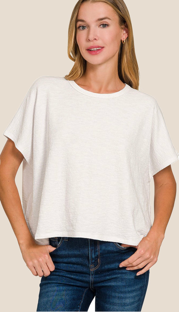 Cotton Slub Oversized Tee- Off White