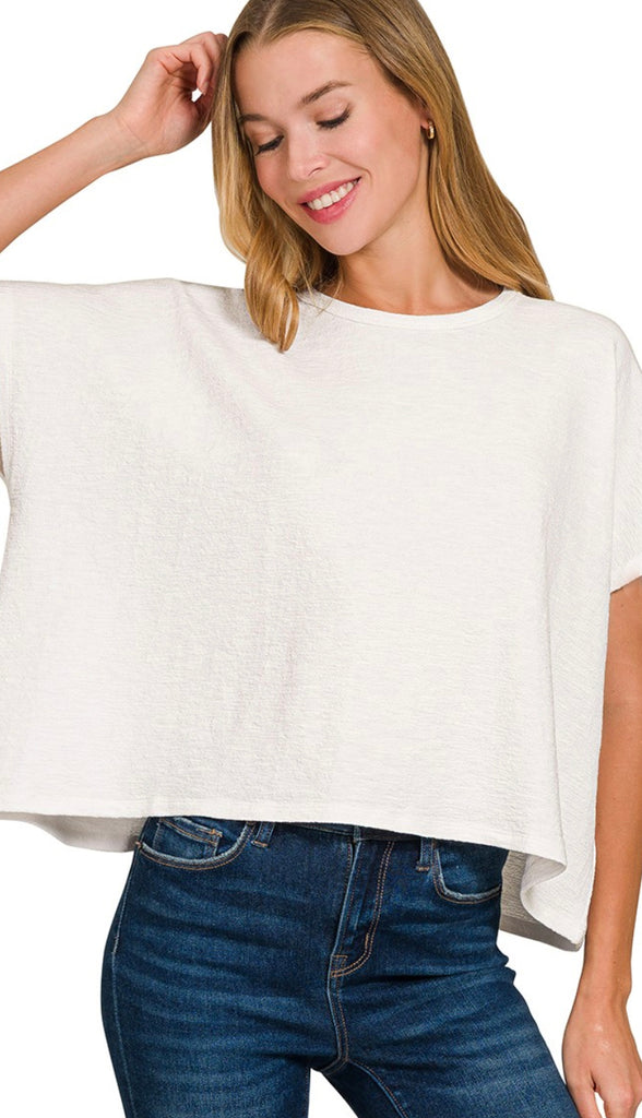 Cotton Slub Oversized Tee- Off White
