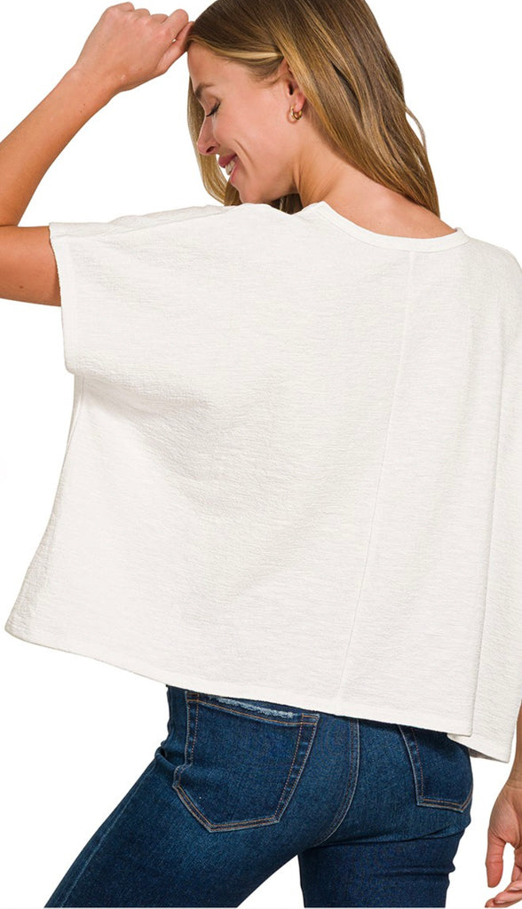 Cotton Slub Oversized Tee- Off White