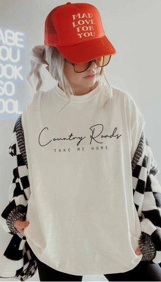 Country Roads Take Me Home Graphic Tee- Sand