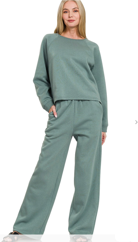 In My Cozy Era Fleece Pullover And Sweatpant Set- Beige