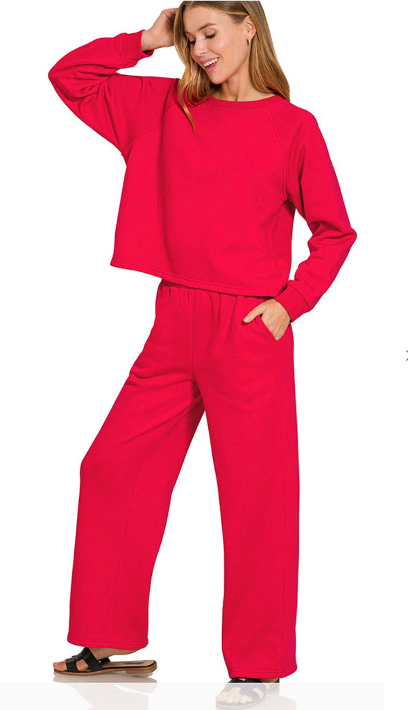 In My Cozy Era Fleece Pullover And Sweatpant Set- Beige