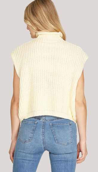 Closet Essential Sleeveless Mock Neck Sweater- Cream