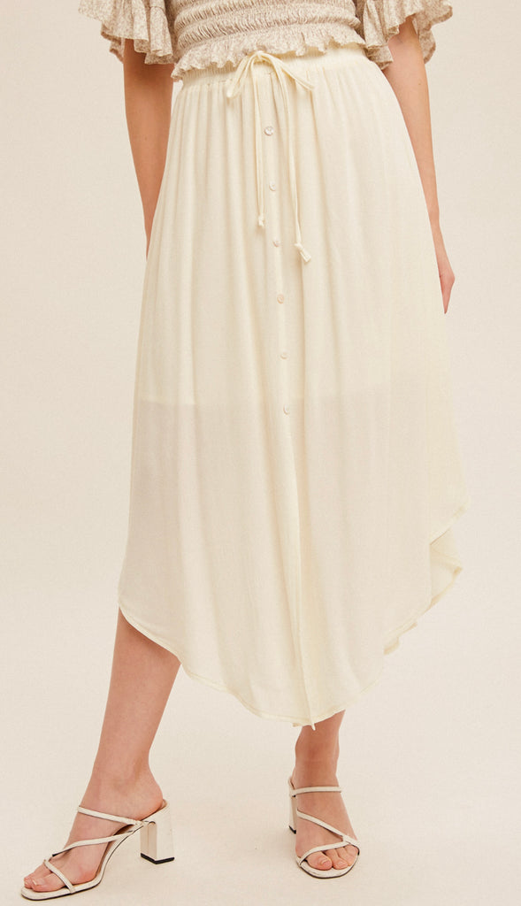 Dream On Scoop Hem Swing Skirt- Cream