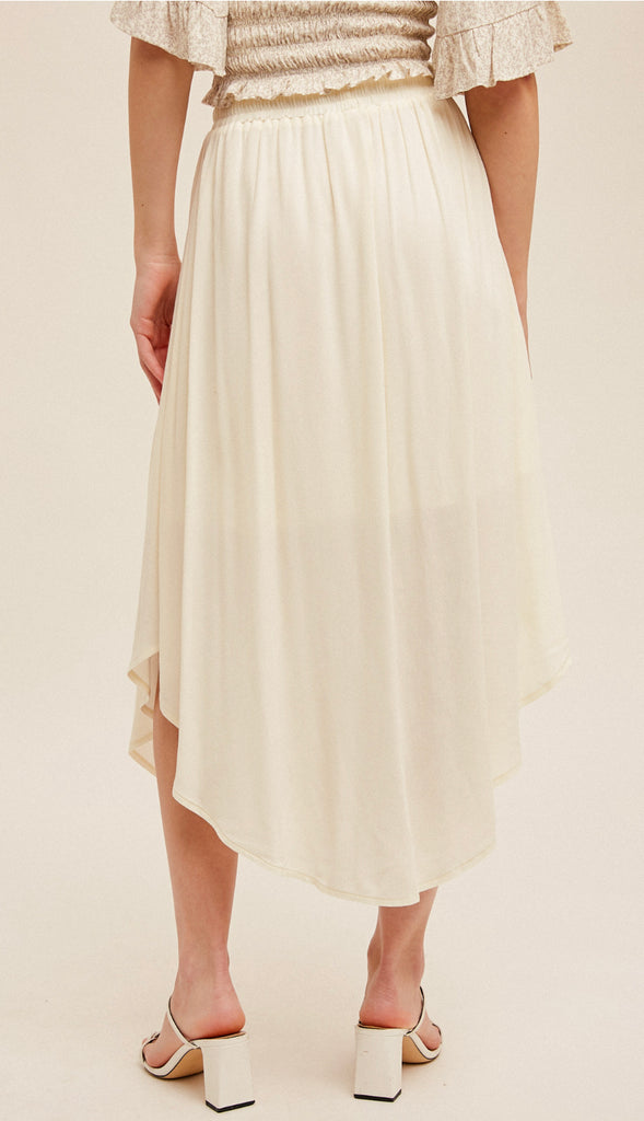 Dream On Scoop Hem Swing Skirt- Cream