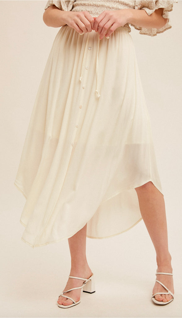 Dream On Scoop Hem Swing Skirt- Cream