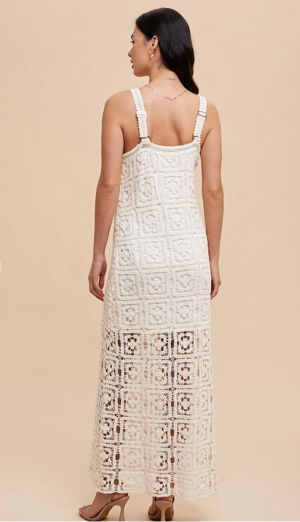 Island Getaway Crochet Maxi Dress- Cream