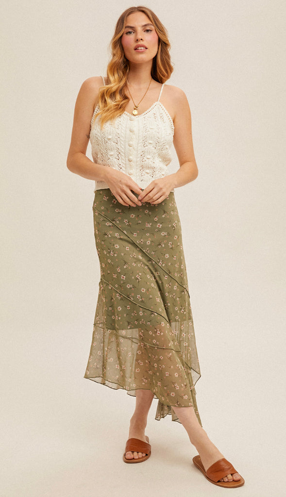 Crochet Button Sweater Tank- Off White