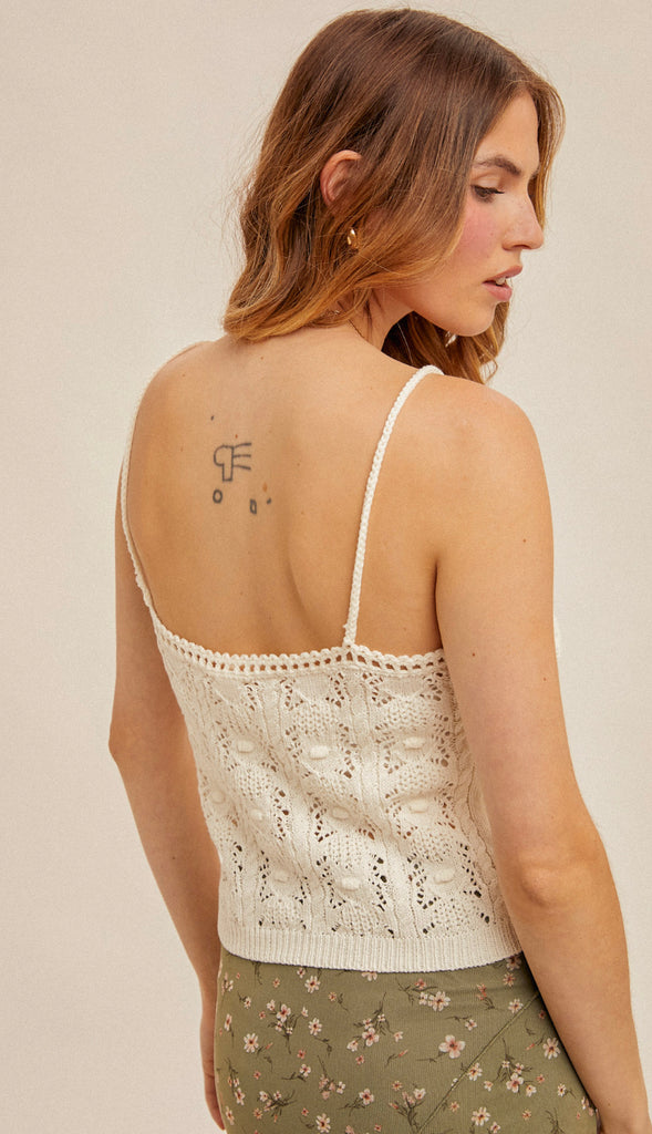 Crochet Button Sweater Tank- Off White