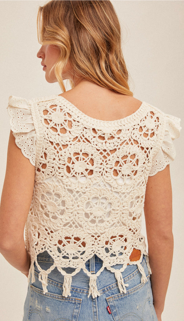Dolly Crochet Top- Ivory