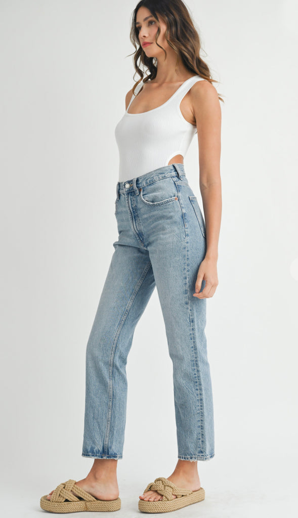 Ribbed Cutout Bodysuit- Off White