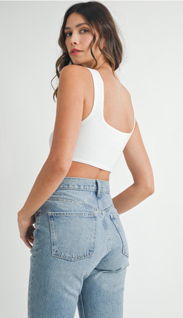 Ribbed Cutout Bodysuit- Off White