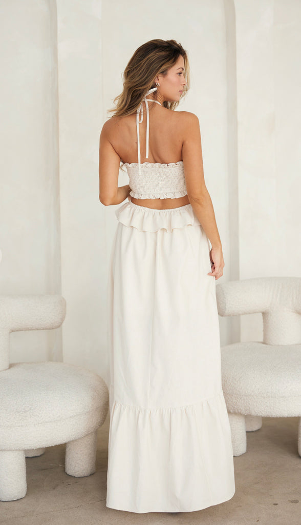 Whimsical Wonder Cut Out Maxi Dress- Ivory