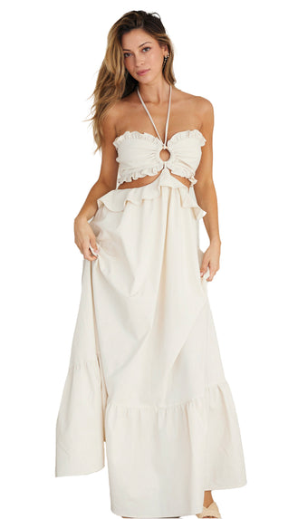 Whimsical Wonder Cut Out Maxi Dress- Ivory