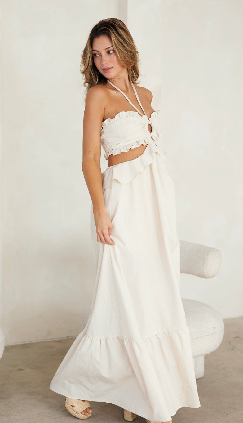 Whimsical Wonder Cut Out Maxi Dress- Ivory Whimsical Wonder Cut Out Maxi Dress- Ivory