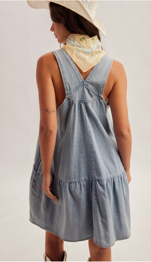Overall Denim Skirt- Denim Blue