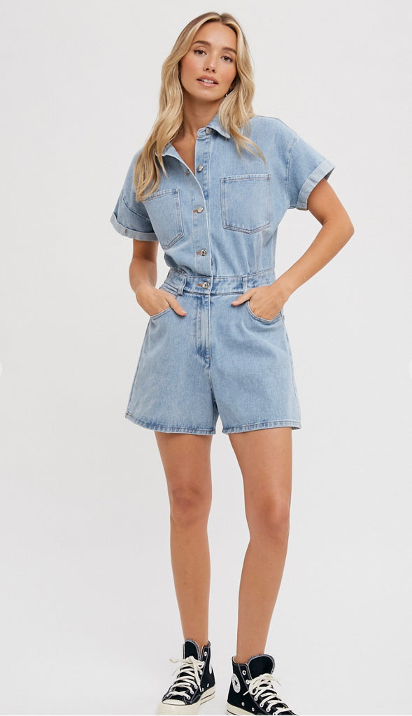 Hayes Denim Romper- Lt. Denim