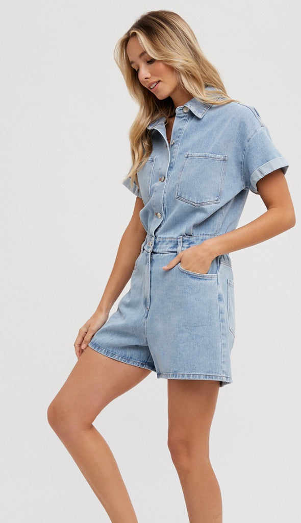 Hayes Denim Romper- Lt. Denim