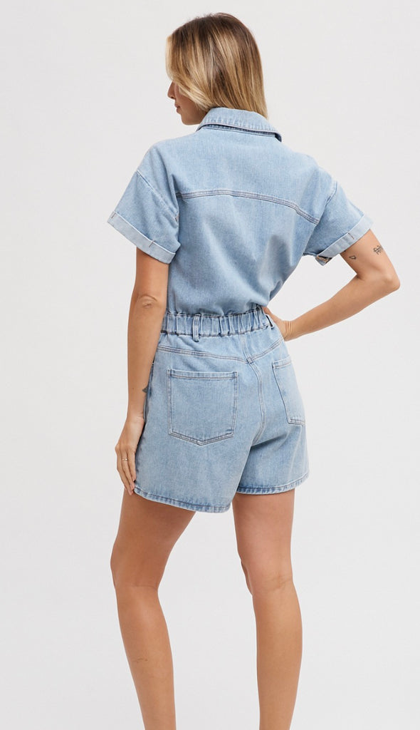 Hayes Denim Romper- Lt. Denim