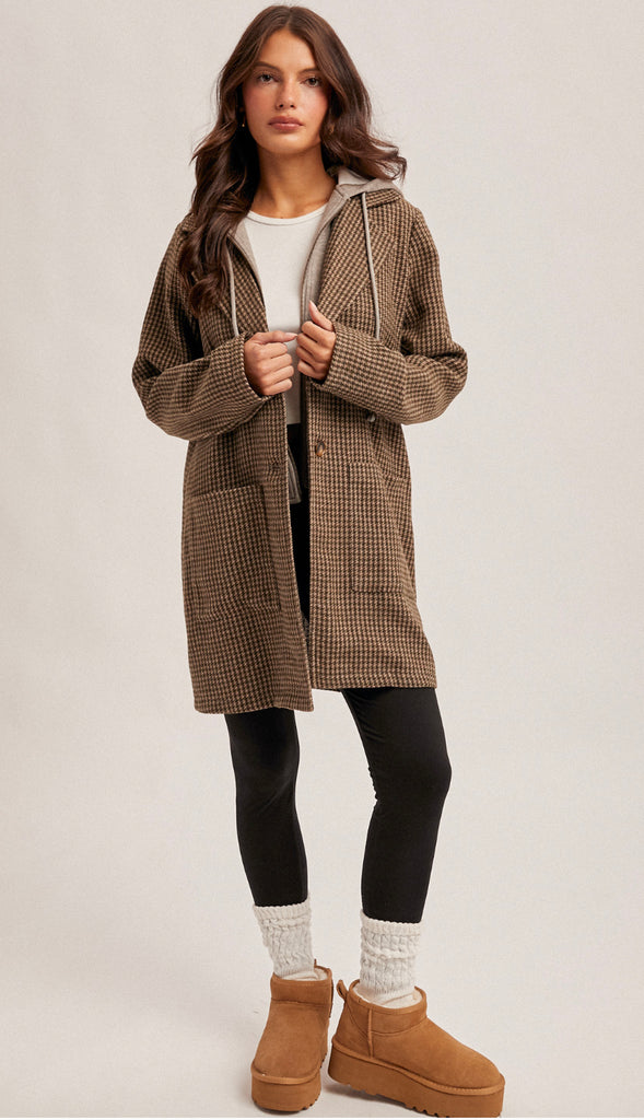 Deer Valley Detachable Hoodie Two-Fer Coat- Forest Green