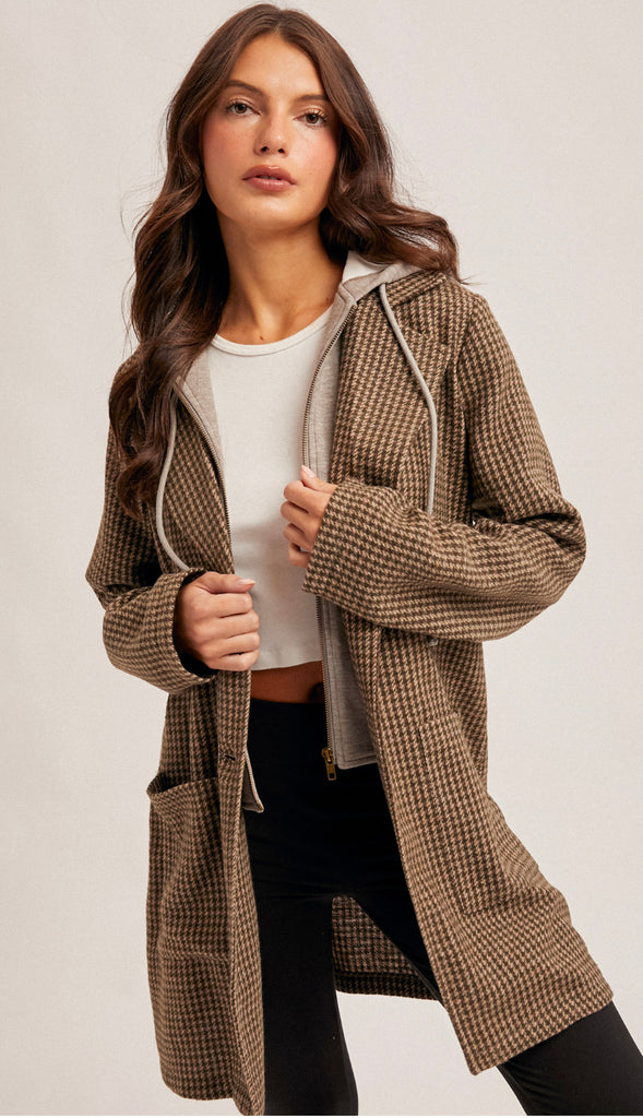 Deer Valley Detachable Hoodie Two-Fer Coat- Forest Green