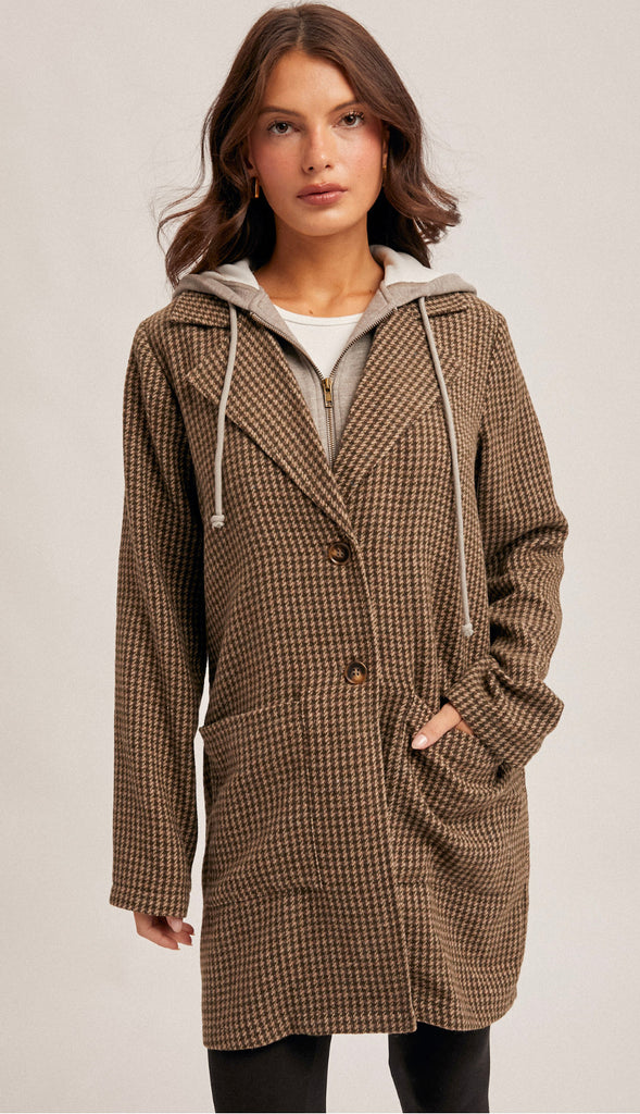 Deer Valley Detachable Hoodie Two-Fer Coat- Forest Green