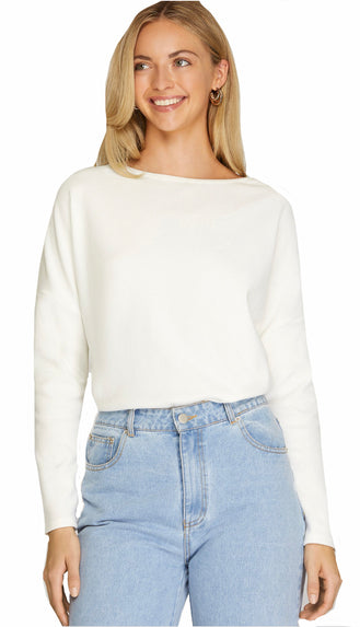 Grab And Go Dolman Sleeve Brushed Top - Off White