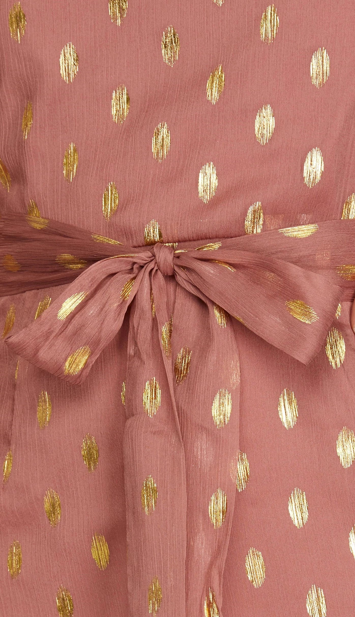 Gold Dot Chiffon Dress - Dusty Rose