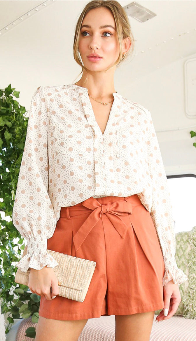 Dottie Smocked Sleeve Blouse- Cream