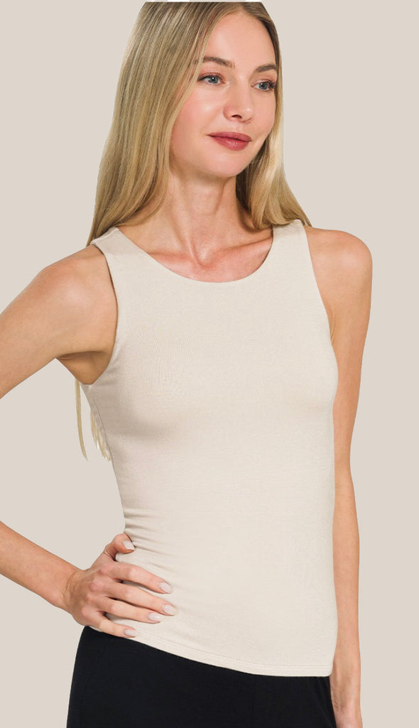Premium Rayon Double Layered Round Neck Tank Top